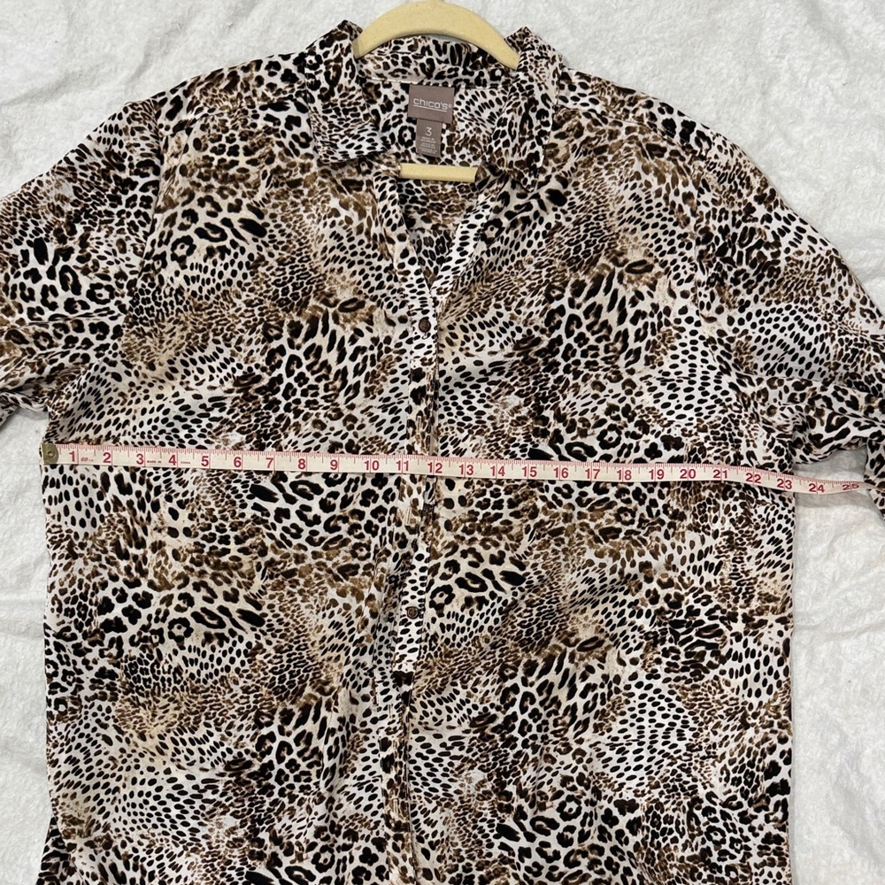 Chico's Leopard Print Button Down Shirt - Black, Brown, White, Chico’s size 3 - Picture 10 of 10